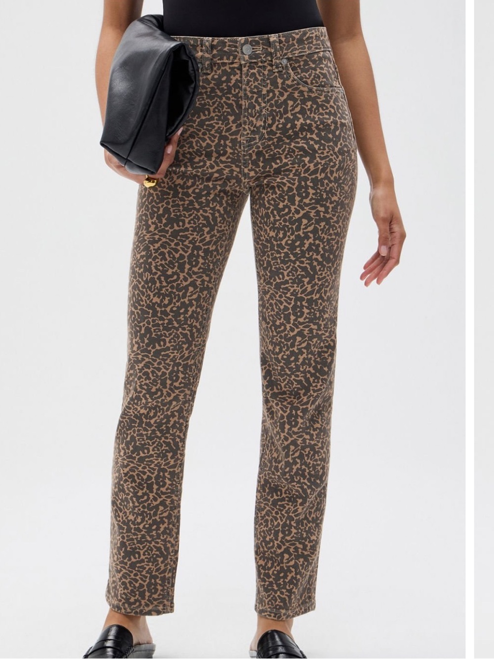 Fabletics Black and Tan Animal Print Jeans